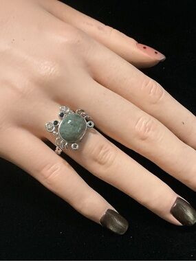 Adjust. Moss Agate Crab ring